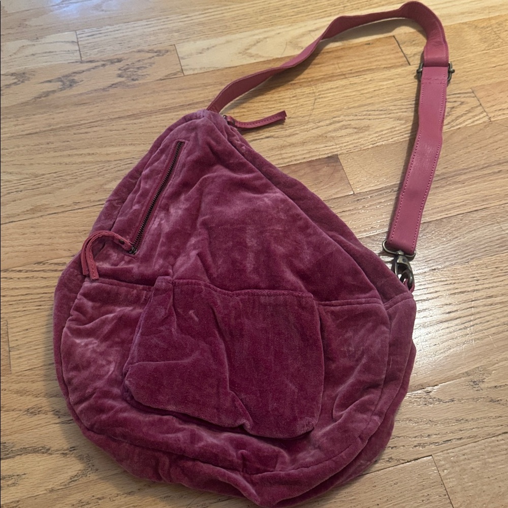 Free People Velvet Sling Bag in Deep Pink